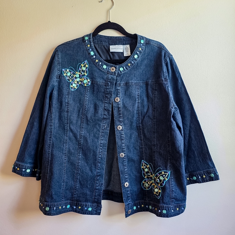 Vintage Y2K Alfred Dunner Beaded Denim Jacket